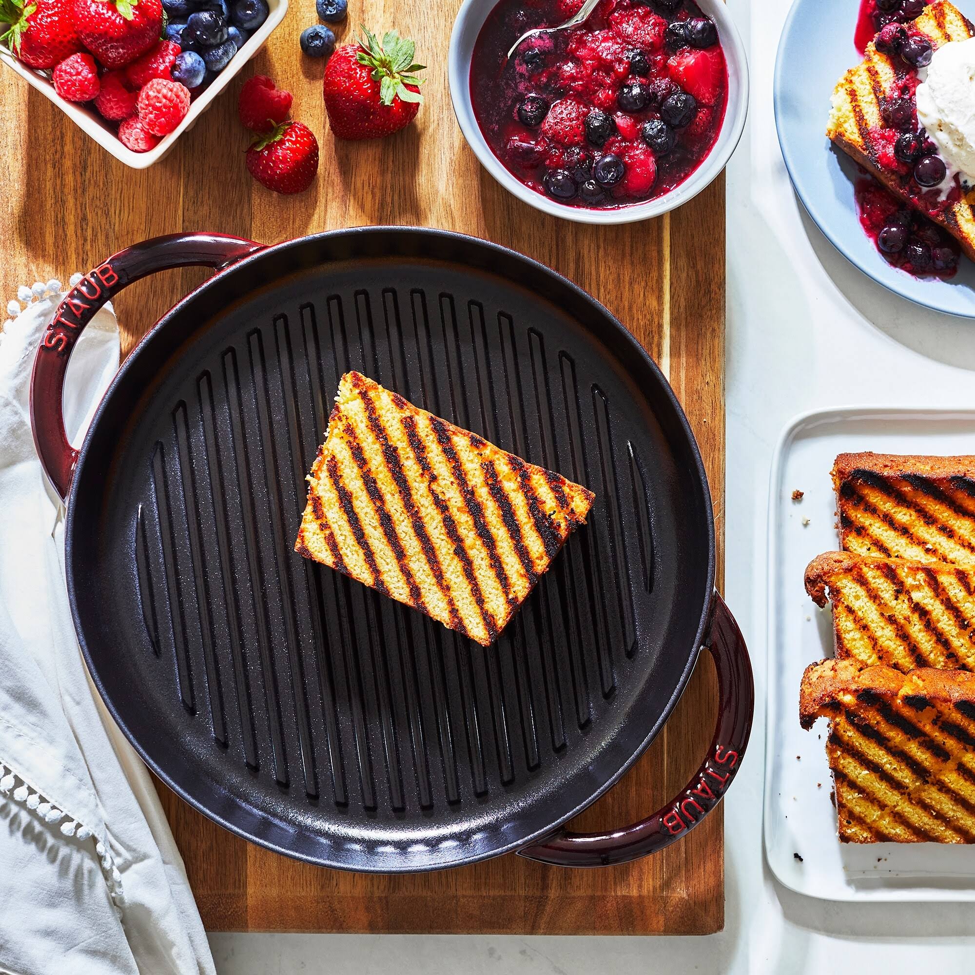 Staub 10x22 Cast Iron Pure Grill, Grenadine