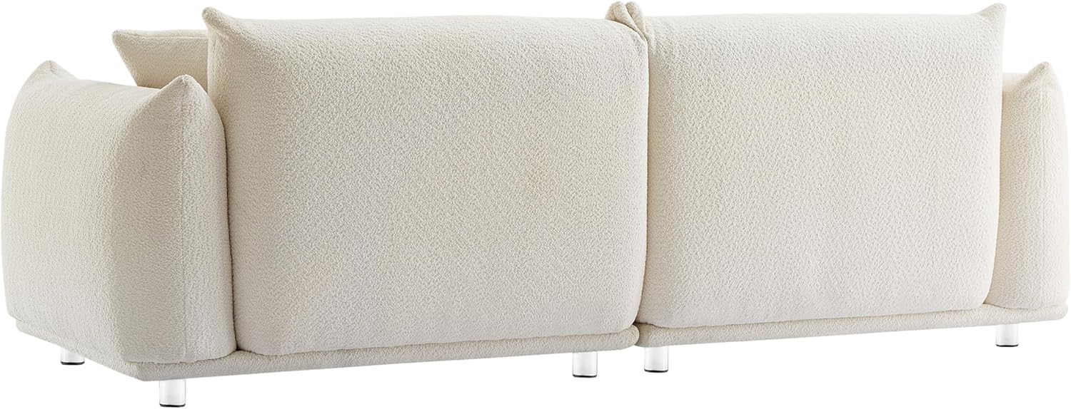 CHARMMA 87" Oversized Loveseat Sofa for Living Room, Sherpa Sofa with Metal Legs, 3 Seater Sofa, Solid Wood Frame Couch with 2 Pillows, for Apartment Office Living Room - White