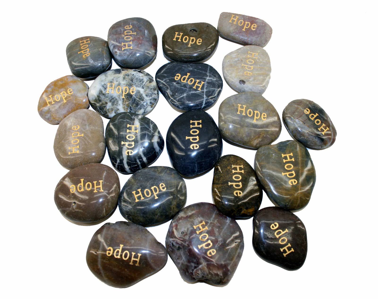 Oen Wholesale Inspirational Word River Stones Etched Bulk Lot 40pcs Big Stones Hope