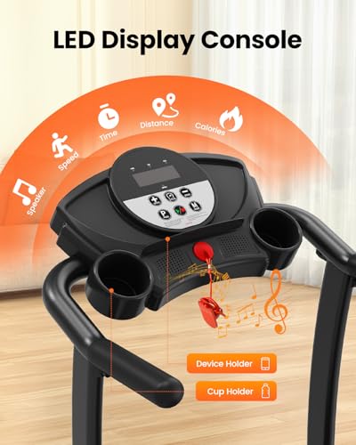 Treadmills for Home, 3.0HP Folding Treadmill with Incline, Small Space Portable Running Machine, 240 Lbs Capacity with 12 Preset PROG, LED Display, Speaker and Cup Holder