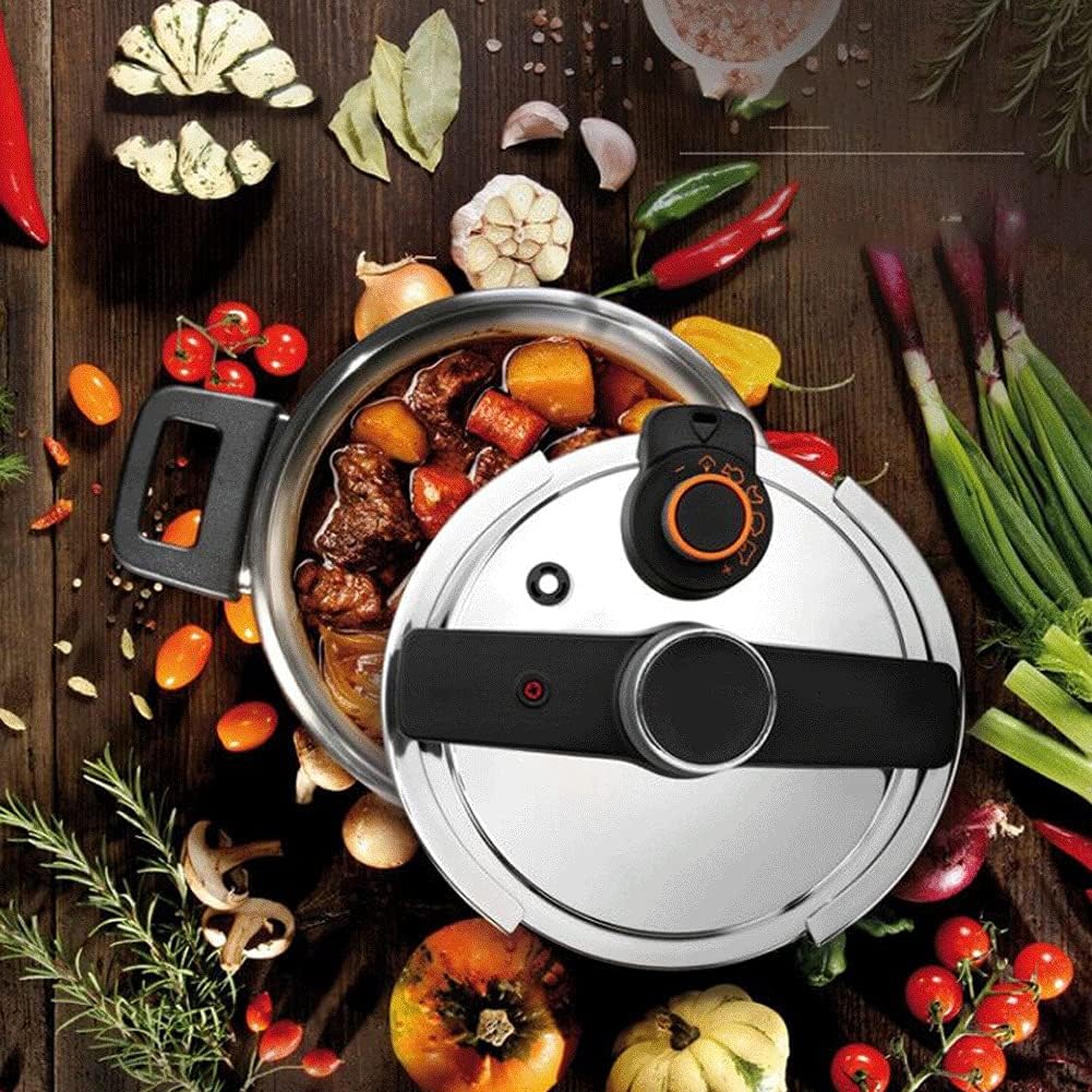 6 Litre Classic Stainless Steel Pressure Cooker,Triple Safety System，Easy to Clean Easy Cooking Kitchen Ware，Universal for Gas Induction Cooker
