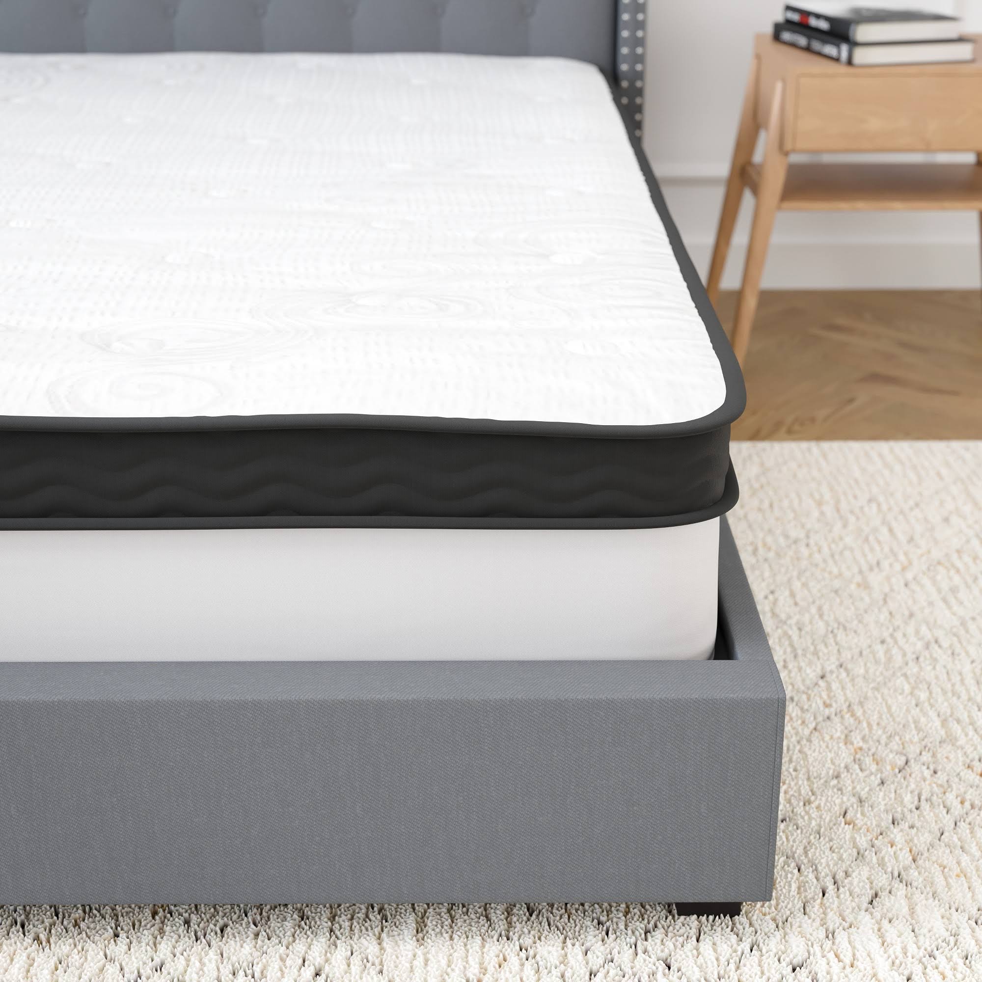 Merrick Lane 12 inch Twin Hybrid Pocket Spring u0026 CertiPUR-US Certified Memory Foam Mattress