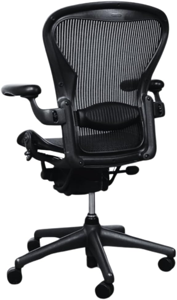 Aeron Classic Herman Miller Office Chair Size B (Medium) - Black with Free Roller Blade Style Wheels | Fully Adjustable, Quick Assembly, (Renewed)