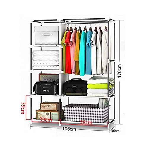 Portable Closets Portable Wardrobe Cloth Wardrobe Stable Home Closet,Metal Bracket Assembly Wardrobe Creative Design Fabric Wardrobe Simple Open Wardrobe D,170 * 105 * 45cm Portable Cloth Hanger-D-170