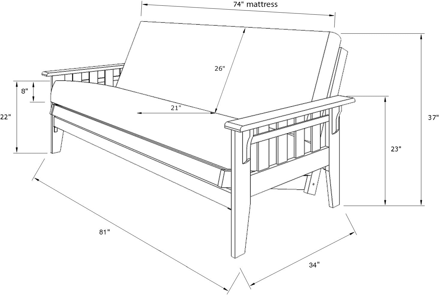 Kodiak Furniture Tucson Full Size Futon Set, Canadian