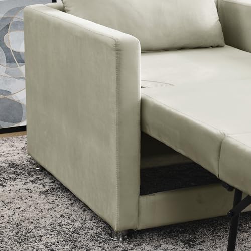 Recliner Chair, Convertible Sleeper Chair, Sofa Bed Chair 2-in-1, Convertible Chair for Living Room, Bedroom, Office, Ottoman Bed for Small Space with One Pillow (Beige)
