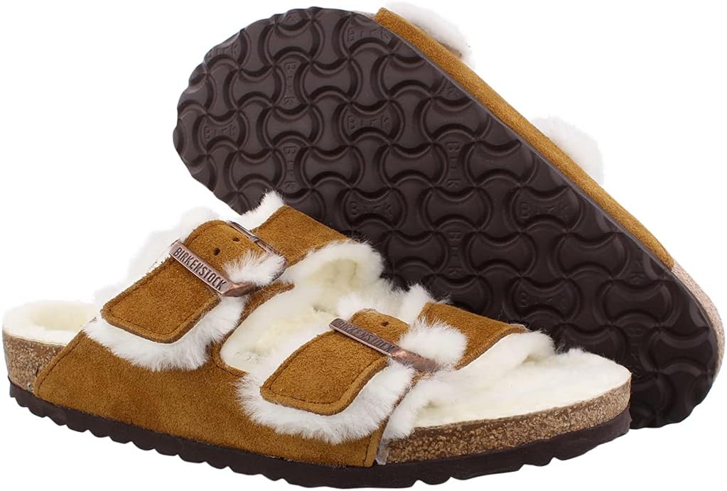 Birkenstock Arizona Fur Unisex Shoes Size 11, Color: Mink