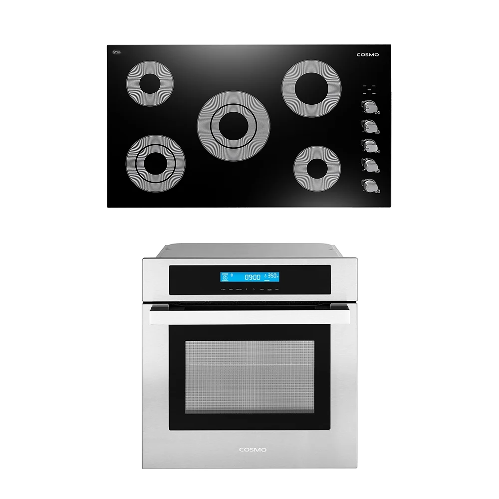 Cosmo 2 Piece Kitchen Appliance Packages with 36" Electric Cooktop & 24" Electric Wall Oven Kitchen Appliance Bundles