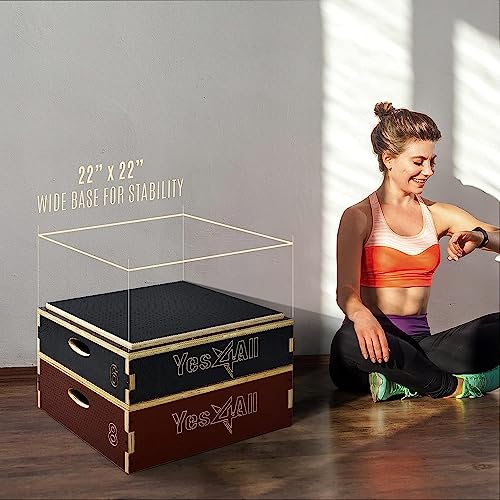 Yes4All Stackable Wood Plyometric Box for Jump Training, Jump Boxes for Home Gym Exercise, Fitness and Conditioning