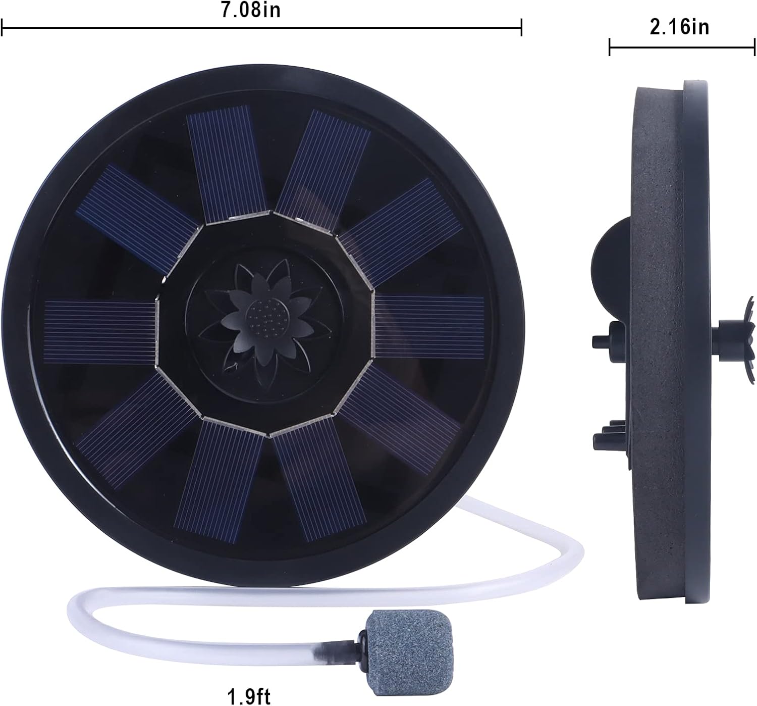 Solar Pond Aerator Oxygen Pump-Solar Air Pump with Air Hose and Bubble Stone Pool Fish Tank Oxygenator for Gardening Water Circulation, Small Pond Landscape Decoration