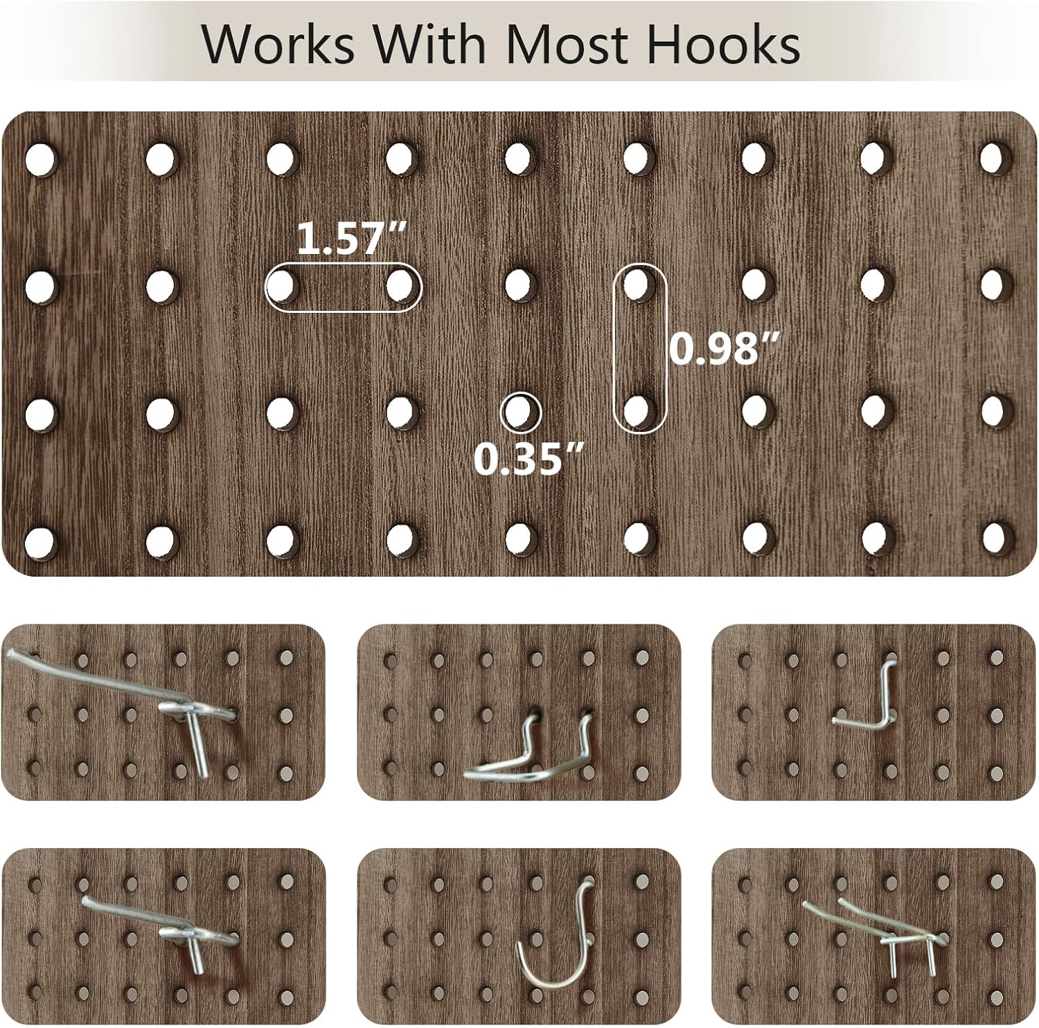 Pegboard Display Wood Room Divider 4 Panel, Folding Privacy Screens, Peg Board Room Divider, 5.6Ft Room Divider, Portable Pegboard Display Stand Organizer for Art, Jewelry, Craft Shows (Brown)