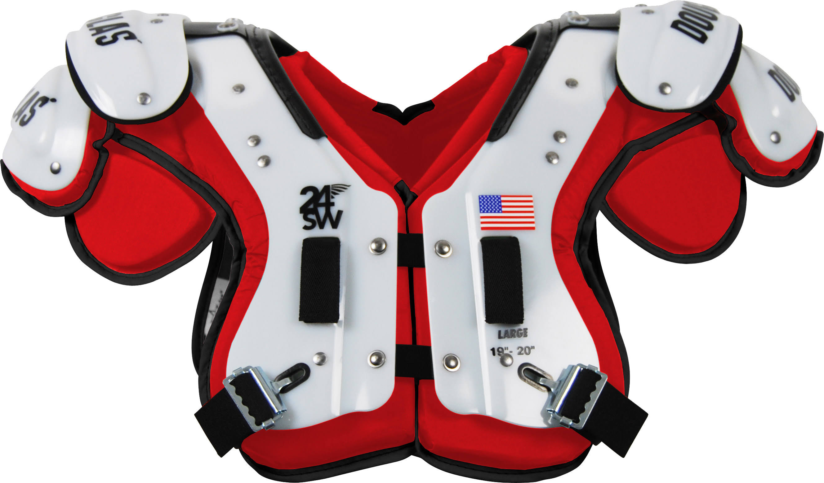 Douglas Adult 24SW Cantilever Skill Position Shoulder Pads, XL, Red