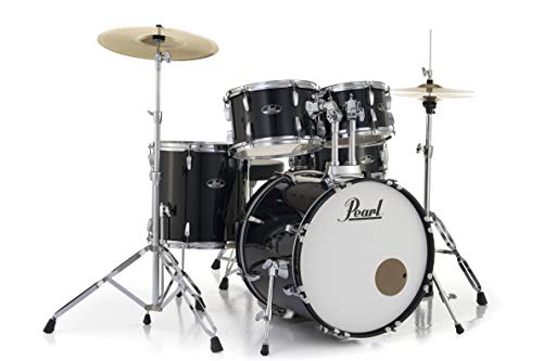 Pearl Roadshow Drum Set 4-Piece Complete Kit with Cymbals and Stands, Charcoal Metallic (RS584C/C706)