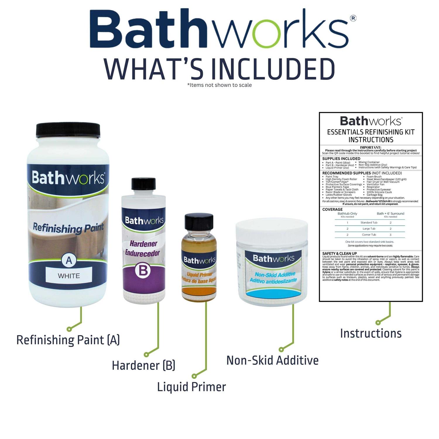Bathworks 22 oz Standard Tub and Tile Refinishing Kit with Non-Slip Protection - Shop Hardware Tools Online Store