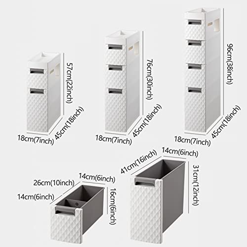 Small Bathroom Storage Cabinet with Moveable Drawers Slim Storage Tower with Wheels Drawer Cart Storage Tower Furniture Narrow Storage Drawer Cart Unit for Bedroom Hallway Closet Office Organization