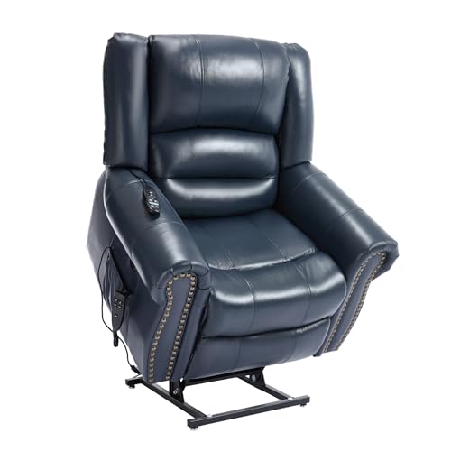 Dual Motor Power Lift Chair, Lay Flat Recliner Chair, Electric Recliner with Massage and Heat for Elderly, Remote Control, Infinite Position, Standing Assistance, USB Ports, Faux Leather, Brown