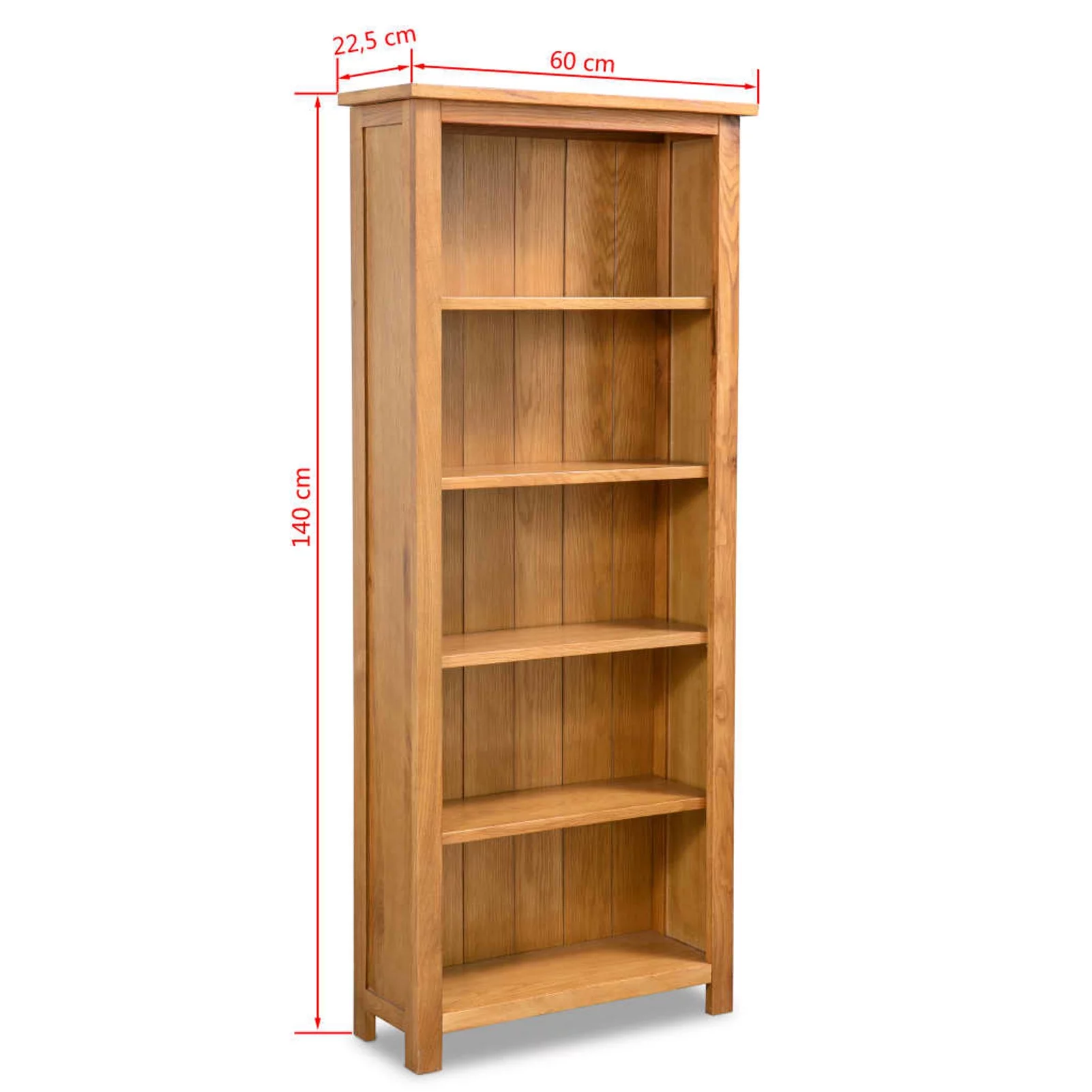 moobody 5-Tier Bookcase 23.6"x8.9"x55.1" Solid Oak Wood
