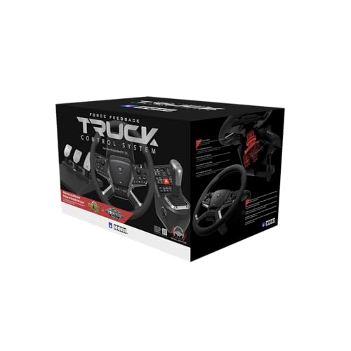HORI Truck Control System for Windows 11/10 with Force Feedback Steering Wheel, Shifter Control Panel, & Pedals