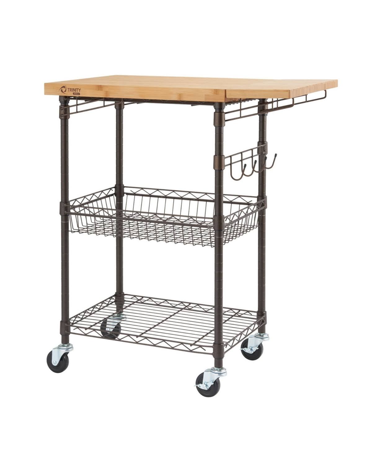 Trinity Pro Bamboo Kitchen Cart in Bronze Anthracite - Brown - Wood