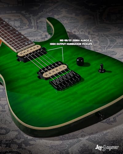 Leo Jaymz Electric Guitar Monsoon Series,Reverse Headstock,Mahogany Body,Roasted Maple Neck,Rosewood Fretboard,Locking Tuners,Rounded End Frets,AlnicoV Pickups,Fixed Bridge (Blue Flame)
