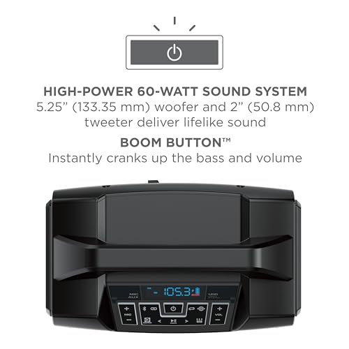 ION Block Rocker - Portable Bluetooth Outdoor Party Speaker with Karaoke Microphone, Battery, 4 Speakers, Radio, USB Port, App, Water-Resistant, 120W