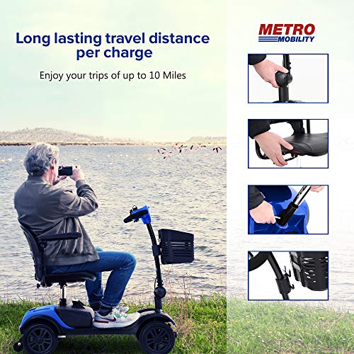 Folding Mobility Scooter for Seniors 4 Wheel Scooter for Adults Electric Scooter Compact for Travel - Electric Powered Wheelchair Device - Compact Heavy Duty Mobile (Purple)