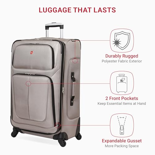 SwissGear Sion Softside Expandable Luggage, Black, Checked-Large 29-Inch