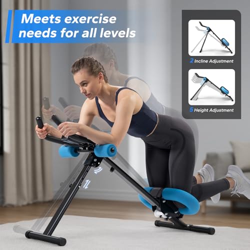 MERACH Abdominal Trainers, Adjustable Ab Machine Full Body Workout for Home Gym,Foldable,Knee Protection, Abdominal Exercise Machine for Home, Core Ab Exercise System Trainer