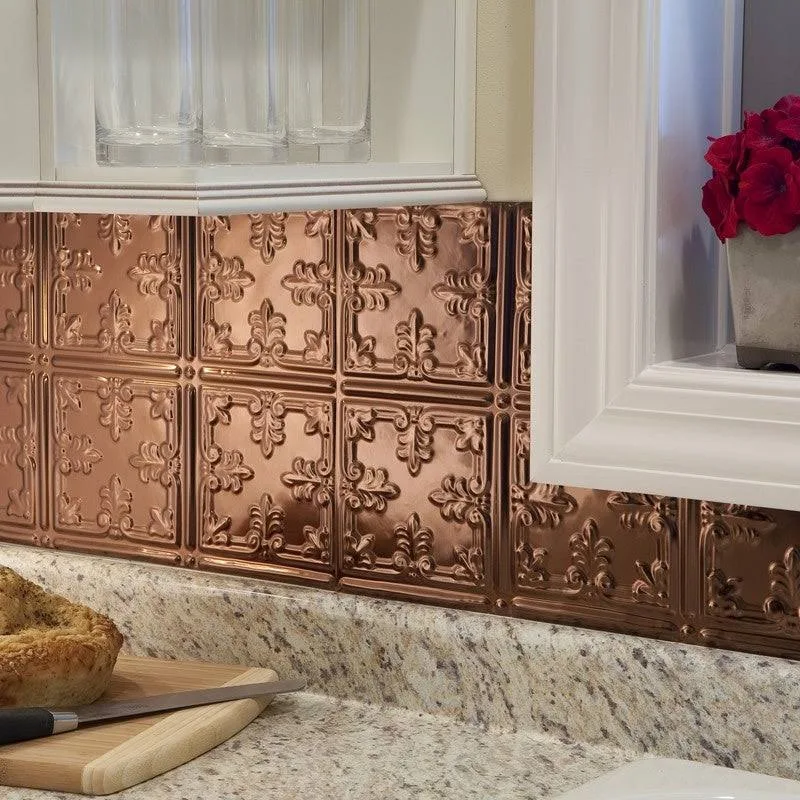 Fasade 18in x 24in Traditional Style/Pattern #10 Polished Copper Backsplash Panel (5 Pack)