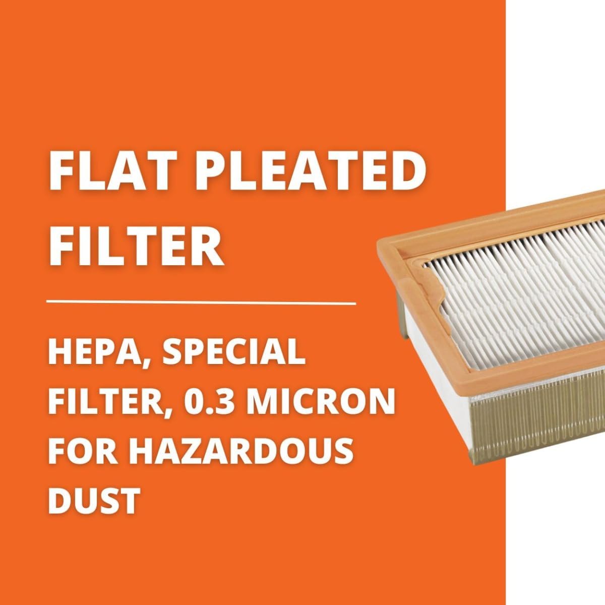 Fein Dust Extractor Flat Pleated-Fold HEPA Filter with 0.3 Micron for Hazardous Dust - 31345060010