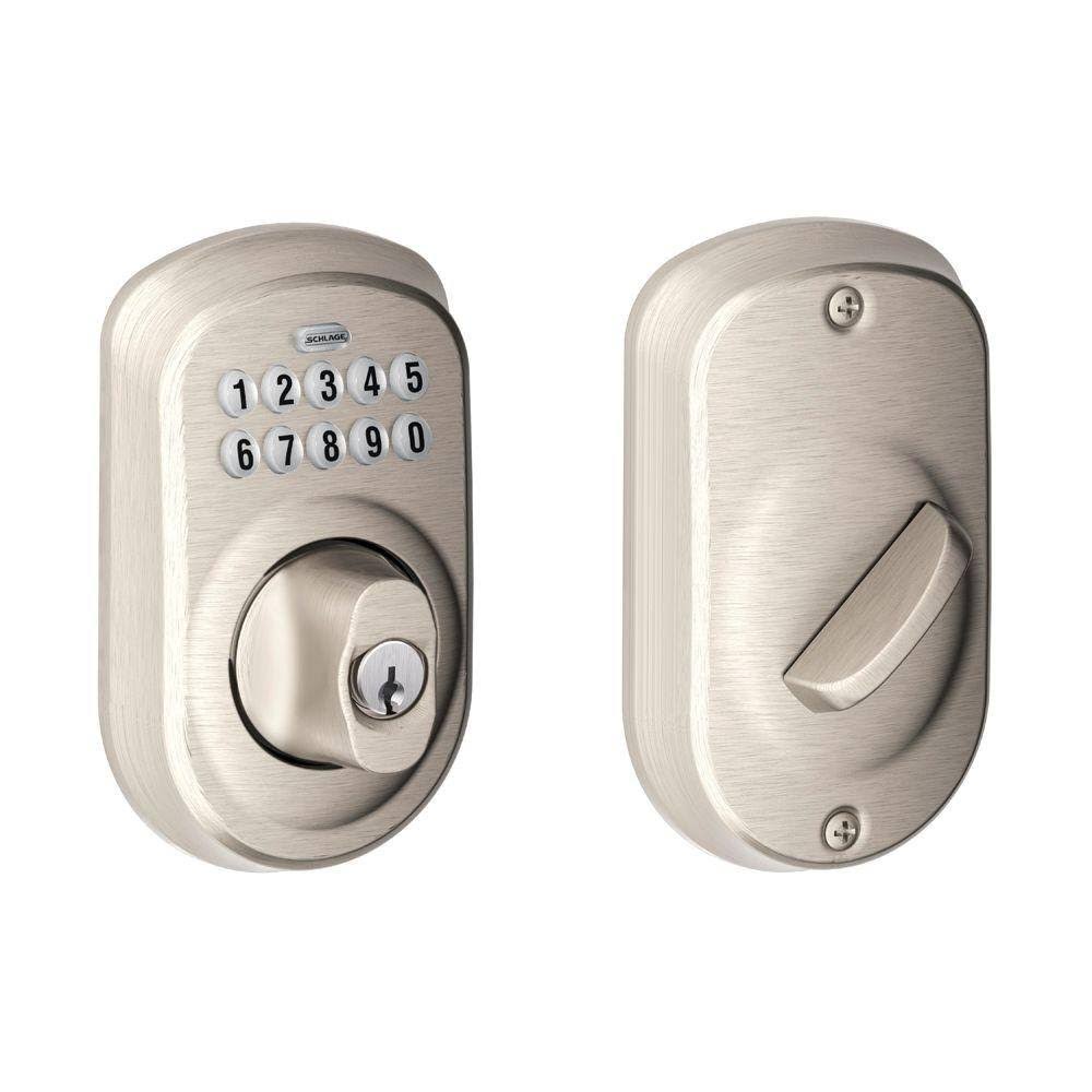 Schlage BE365 Ply 619 Plymouth Keypad Deadbolt, Satin Nickel