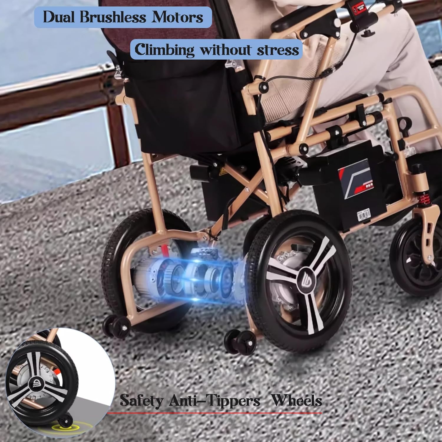 Electric Wheelchairs for Adults - Lightweight (26Lbs) Foldable Motorized Wheelchair, 13.2AH Lithium Battery 25 Miles Travel Range, All Terrain Power Wheelchair for Seniors, Airline Approved