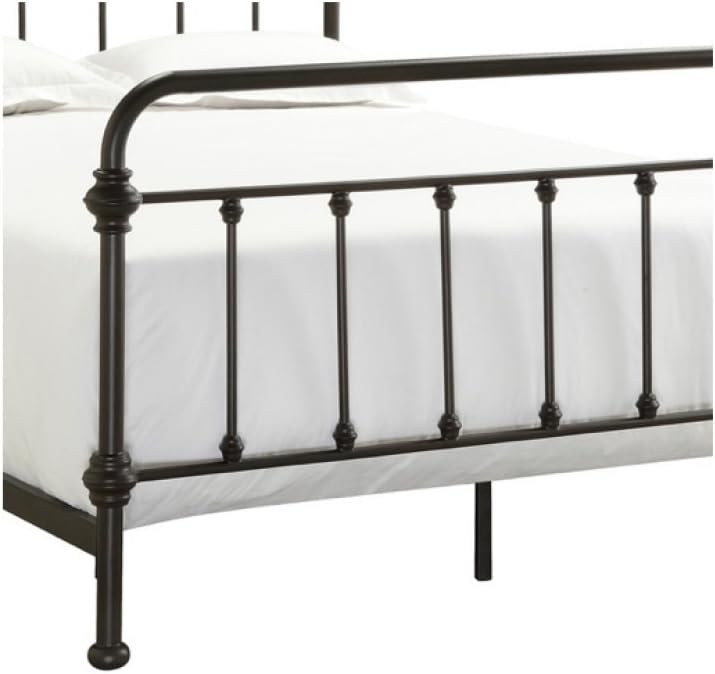 TRIBECCA home Wrought Iron Bed Frame Dark Bronze Metal Queen Size USA Vintage Look Shabby Chic French Country (Queen)