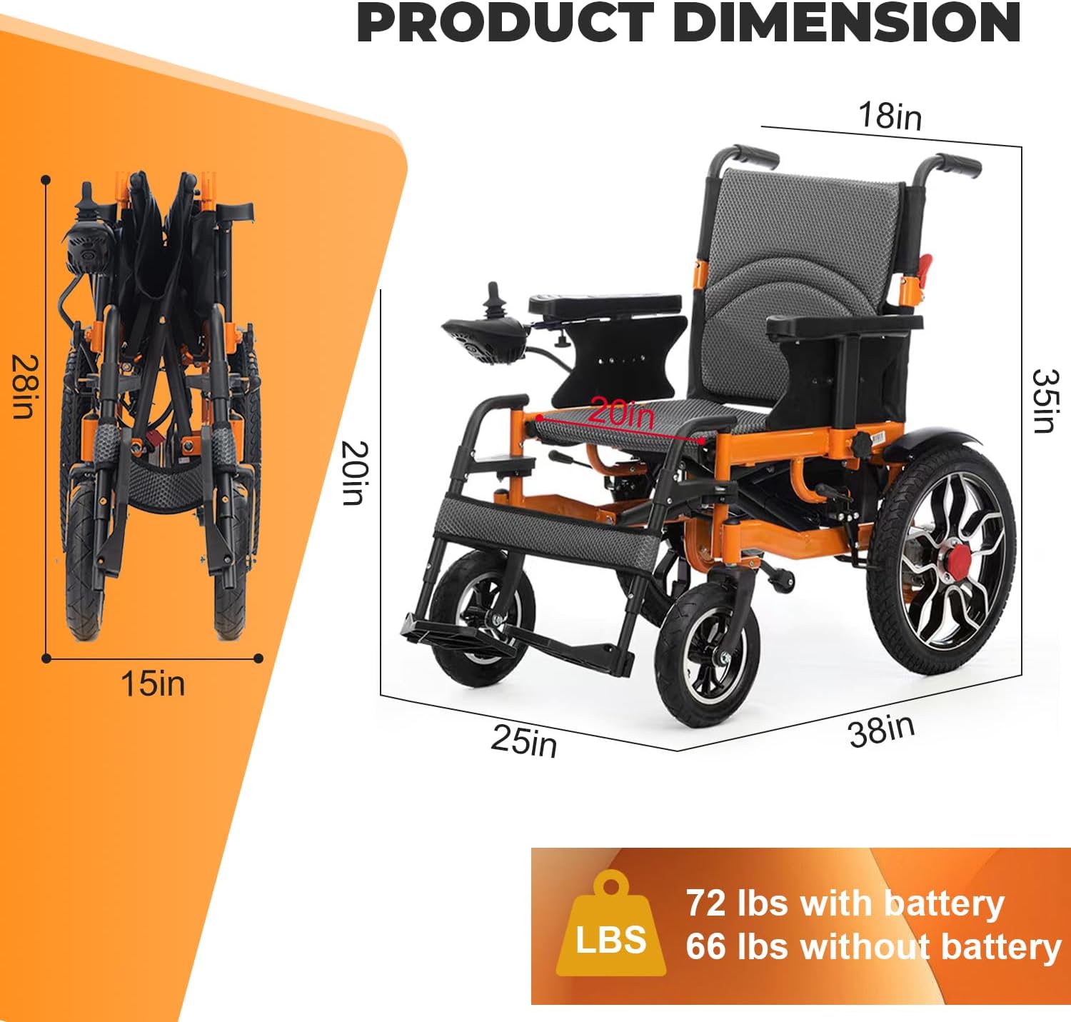 Lightweight Foldable Electric Wheelchairs for Adults,21in Wider Electric Wheelchair,Intelligent Power Wheelchair,500W All Terrain Motorized Wheelchair,Compact Portable Wheelchair,Airline Approve