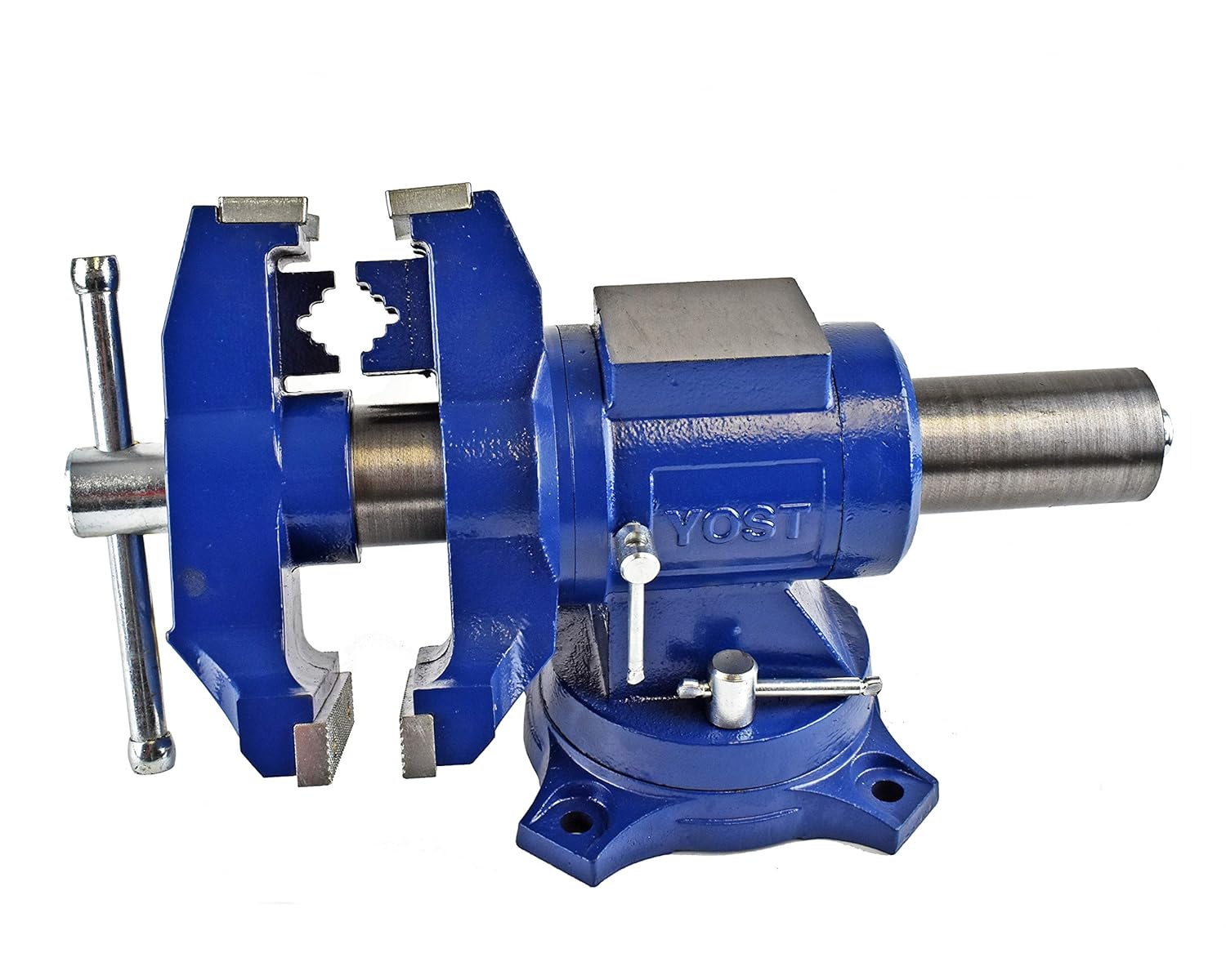 Yost Vises 5" Heavy-Duty Bench Vise, Double Swivel Rotating Vise: Head Rotates 360&deg; Vertically, Body Rotates 360&deg; Horizontally In The Locking Swivel Base, (Model 750-E; 1-Pack)