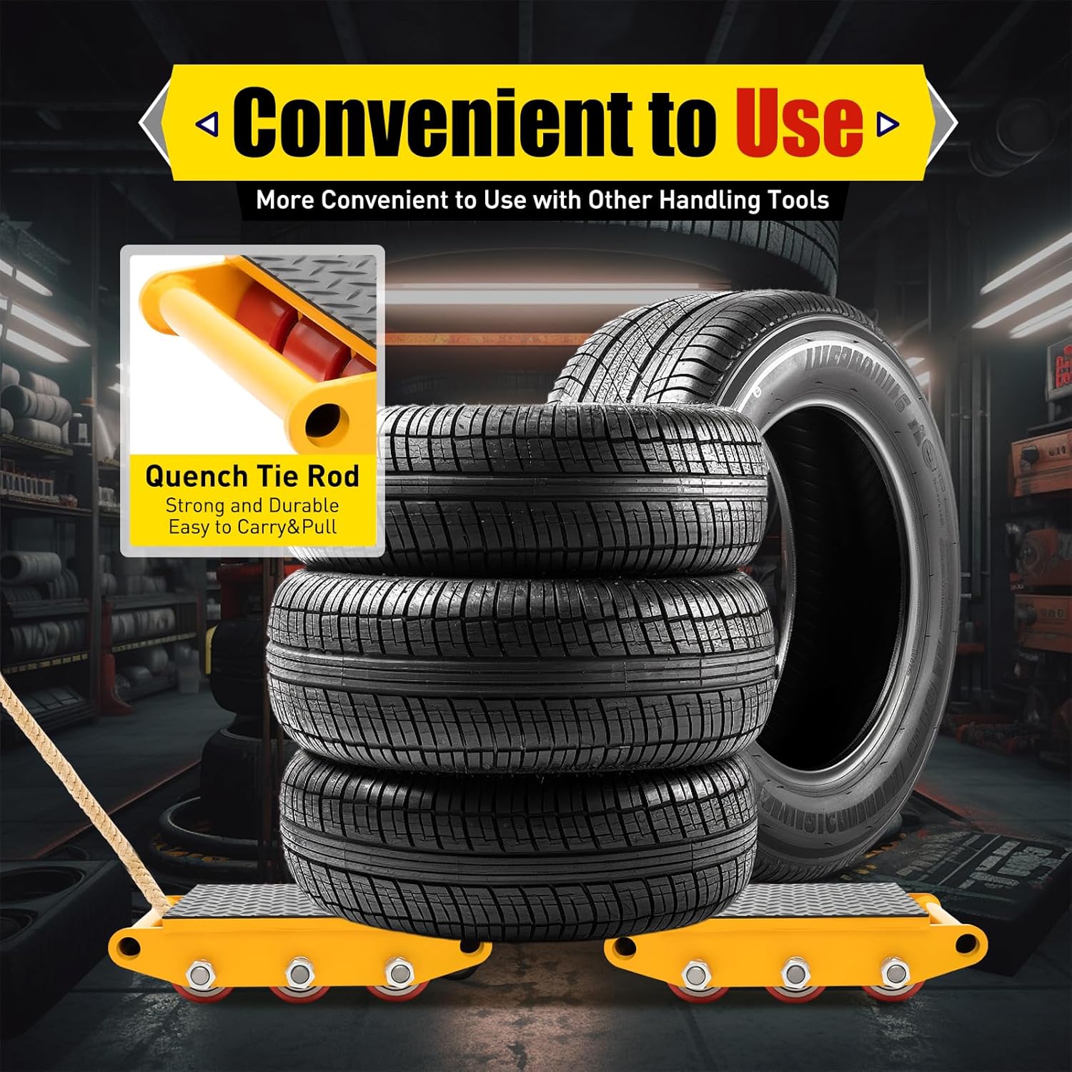 15T Industrial Machinery Mover 33000LBS Machinery Moving Machine Dolly Skate Heavy Duty Roller Mover Cargo Trolley with 9 Rollers & PU Wheels for Moving Equipment