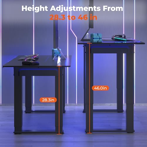 4 legs Standing Desk with Dual motor, large 63x30 inches electric adjustable height desk with splice board, stand up home office desk computer workstation,white