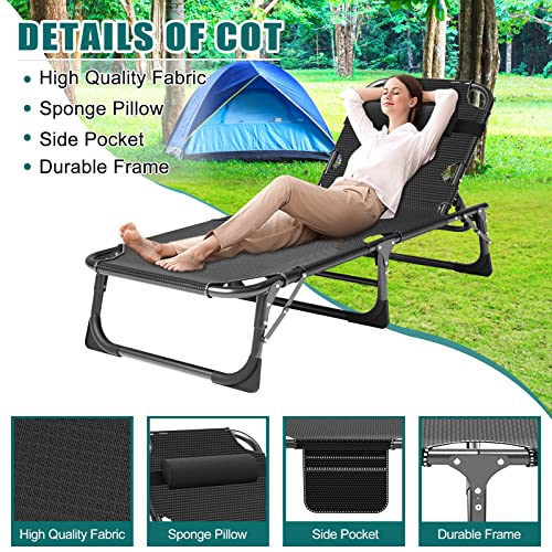 Oversized XXL Folding Camping Cot, 78" L x 32" W x 18" H Heavy Duty cot with Carry Bag, Portable Sleeping Bed for Camp Office Use Outdoor Cot Bed for Traveling, 2Pack