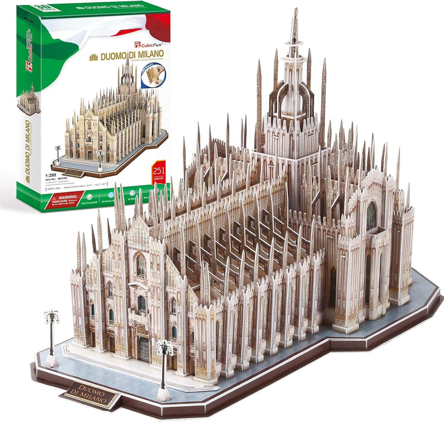 CubicFun 3D Puzzle for Adults Moveable Notre Dame de Paris Church Model Kits Large Challenge French Cathedral Brain Teaser Architecture Building Puzzles, 293 Pieces Pack of 2