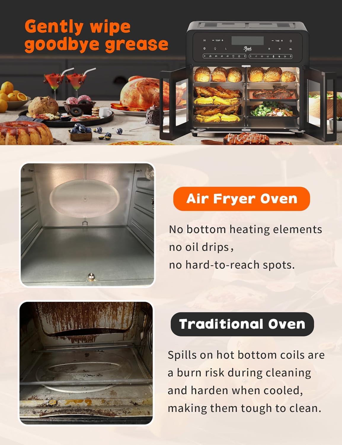 2024 New Dual Zone Air Fryer Oven with French Glass Door 25.4QT Large Capacity Family Meals 16-in-1 Preset Menus LED Screen Advanced Dual-Fan 360° Heat Circulation Quick Even Cooking Results