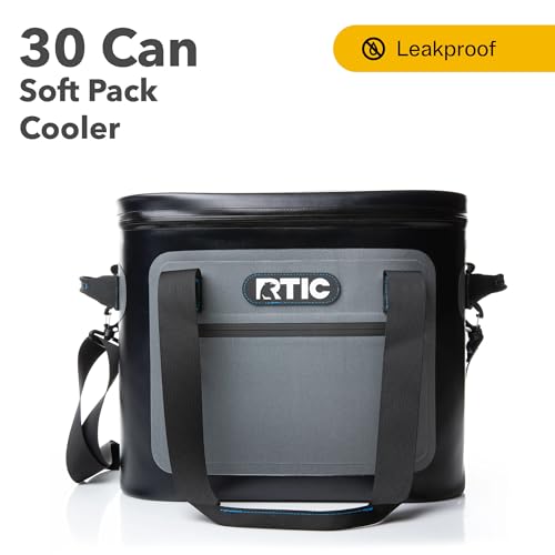 RTIC Soft Cooler 30 Can, Insulated Bag Portable Ice Chest Box for Lunch, Beach, Drink, Beverage, Travel, Camping, Picnic, Car, Trips, Floating Cooler Leak-Proof with Zipper