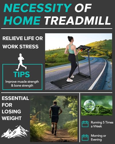 Treadmill-Walking Pad-Merax Treadmills for Home/Office, 2.5HP Electric Treadmill with 12 HIIT Modes, Space Saving Small Treadmill with Large Running Area, LCD Display, Pulse Sensor Easy to Fold