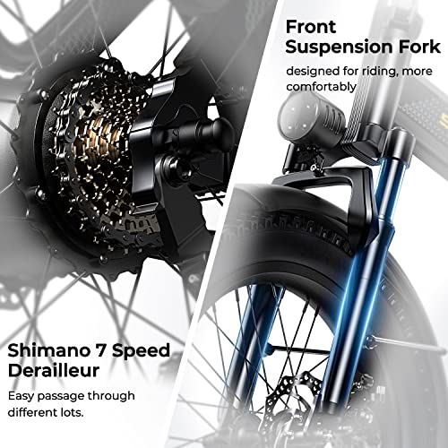SOHAMO H3 Electric Bike for Adults, 750W Brushless Motor Foldable Ebike 28mph, 48V 15/20AH Battery, 40/60Miles Range Ebike with 7 Speed Electric Bicycle for Road Sand Snow Mountain