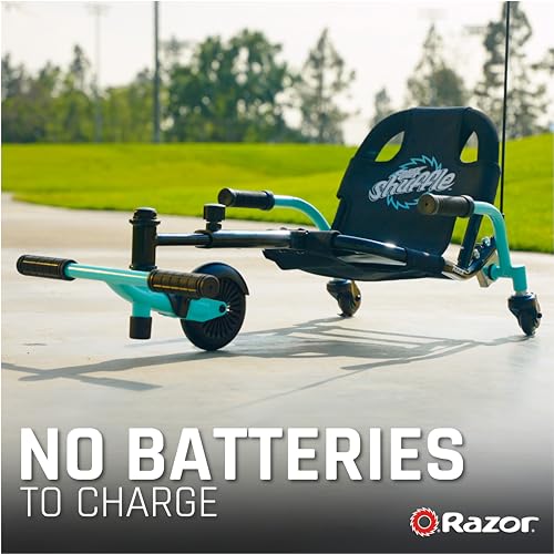 Crazy Cart Shuffle by Razor – Kid-Powered Drifting Go-Kart for Ages 4+, Crazy Cart Drift Bar Technology, Adjustable Frame with 5 Length Settings