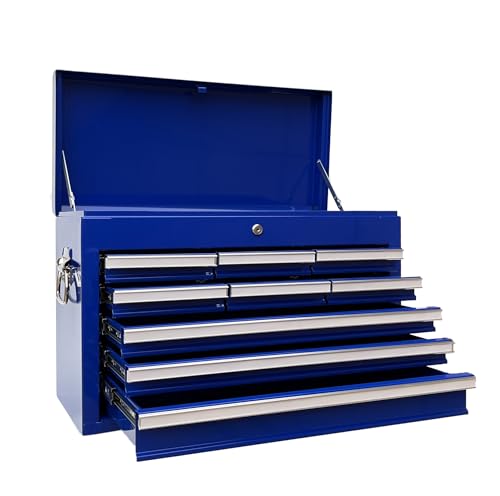 Workington Professional Industrial Portable Metal Tool Chest with 9 Drawers, 26" 9-Drawer Tool Chest Cabinet with Ball Bearing Drawer Slides, Steel Tool Storage Box Organizer 4016 Black