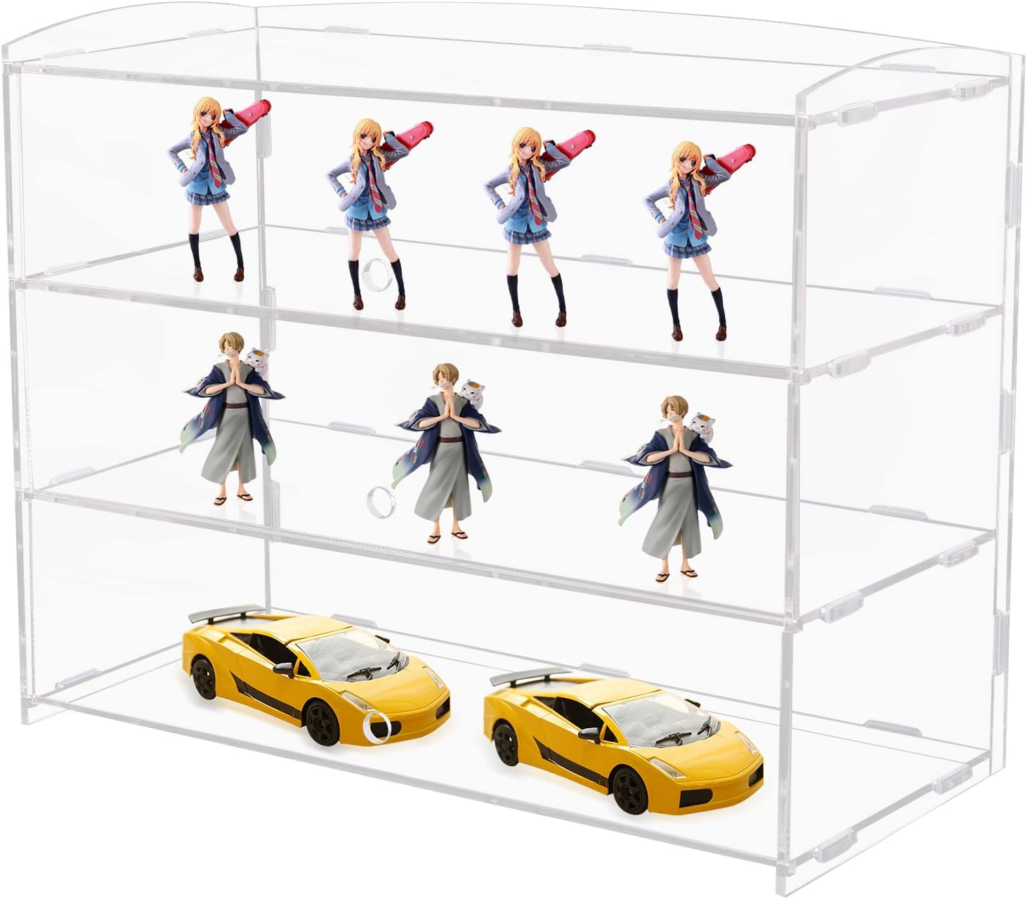 3-Tier Tray Acrylic Clear Display Case, Pastry Display Case, Countertop Bakery Display Case with 3 Flexible Doors, Acrylic Display Donut Cookie Shelf Case