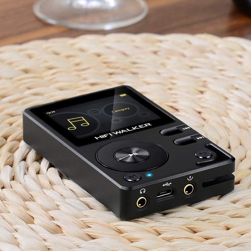 HIFI WALKER H2, High Resolution Bluetooth MP3 Player, DSD DAC OTG, Portable Digital Audio Music Player with Memory Card and HD Earphones, Support Up to 256GB