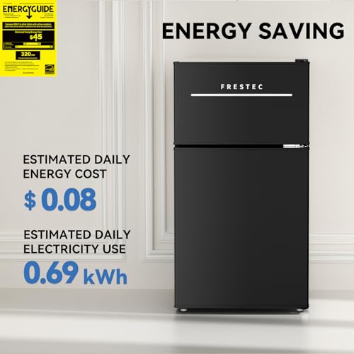 Frestec 3.1 CU' Mini Fridge with Freezer,2-Door Compact Refrigerator,Small Refrigerator for Bedroom Dorm Office Apartment, Silver (FR 302 SL)