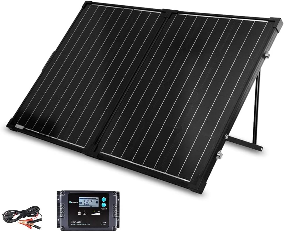 Renogy 200 Watt 12 Volt Monocrystalline Off Grid Portable Foldable 2Pcs 100W Solar Panel Suitcase Built-in Kickstand with Waterproof 20A Charger Controller