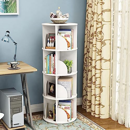 Bookshelf flexible Bookcases 360° Rotating Bookshelf 1-6 Tier Standing Bookcase Round White Book Rack Small Space Home Corner Bookshelf Organizer perfect furniture